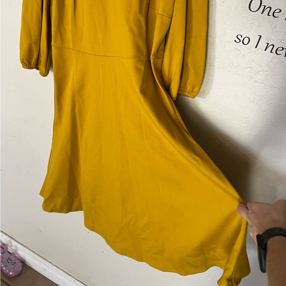 Nanette Lepore Mustard Yellow Dress Size 10 women's long sleeve midi - Picture 6 of 10
